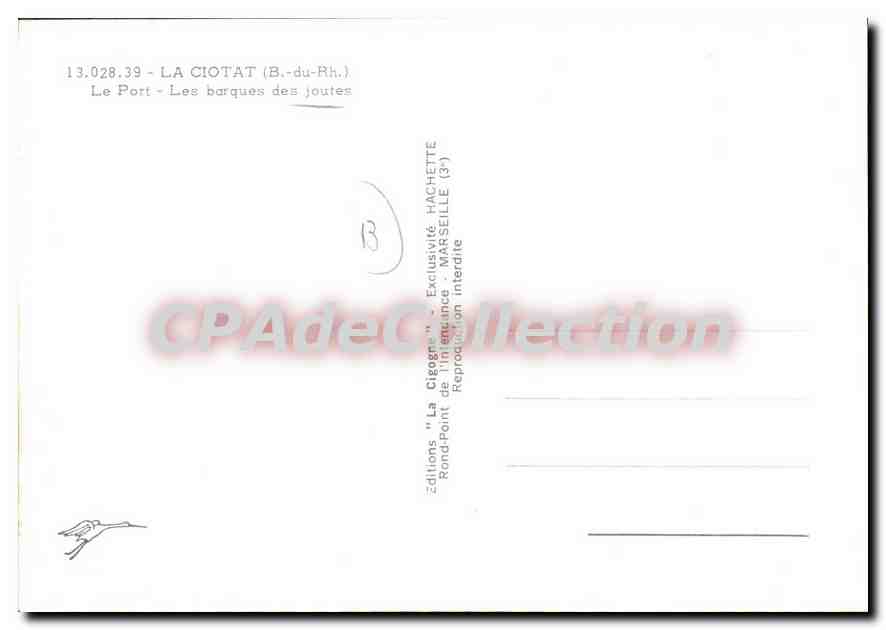 La Ciotat (B.-du-Rh.) — Le Port - Les barques des joutes — Éditions "La Cigogne" — Reverso