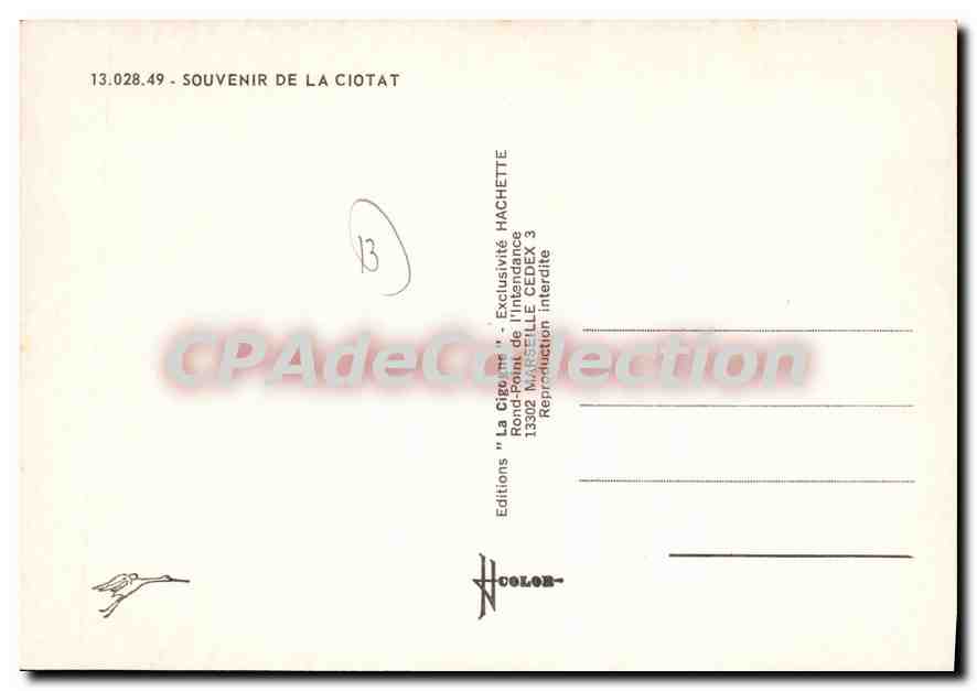 CPSM Souvenir De La Ciotat — Rückseite