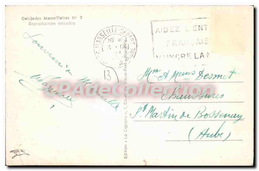 Marseille — Scène portuaire avec deux personnages — Caléjades Marseillaises N° 2 — Reverso