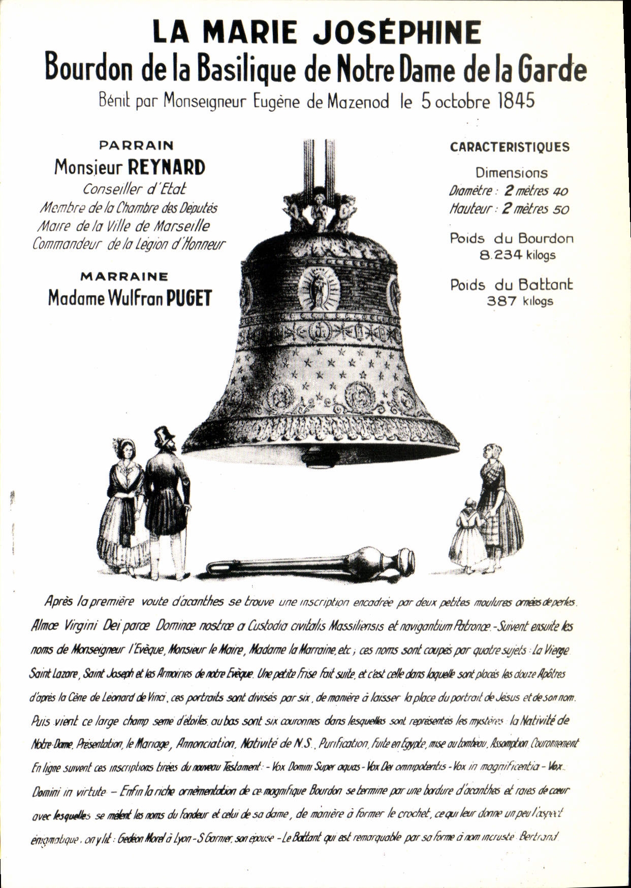 Bourdon de la Basilique Notre-Dame de la Garde — Bénit le 5 octobre 1845 — Société Éditions de France