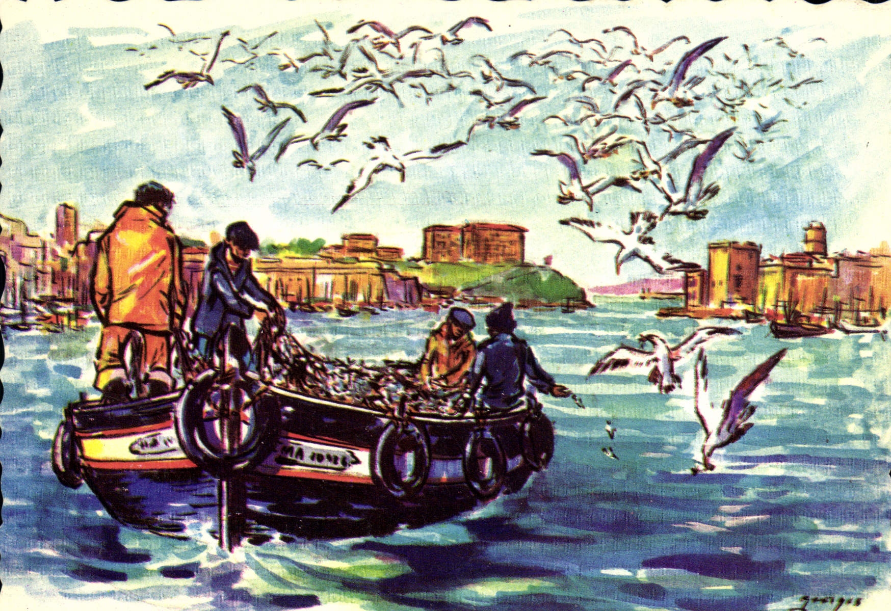 Retour de pêche à la sardine — Marseille — Éditeur Espigüe