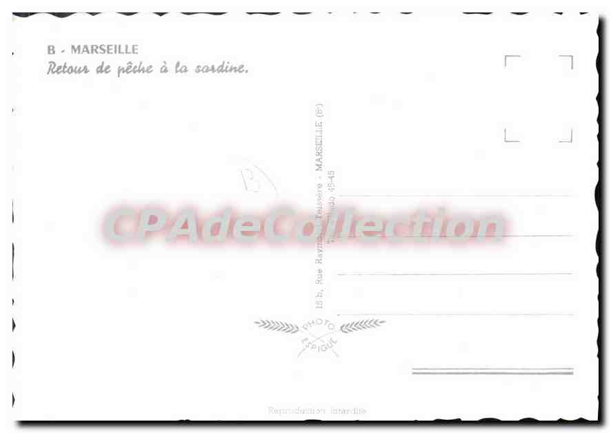 Retour de pêche à la sardine — Marseille — Éditeur Espigüe — Reverso