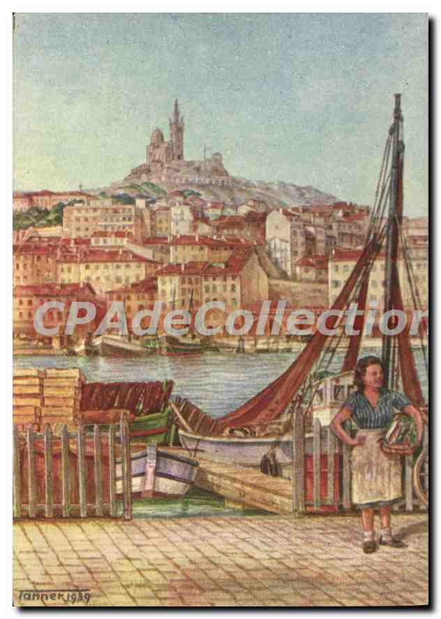Marseille : Colline de N.-D. de la Garde — vue du port — Ianner 1939