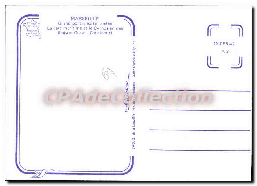 Le CYRINOS à Marseille — Grand port méditerranéen, liaison Corse-Continent — Éditeur SAD. de la Lauzière — Verso