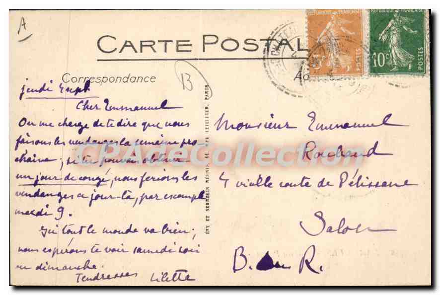 Martigues - Quai du Pontet — vue du port avec voiliers — LL, n°48 — Verso