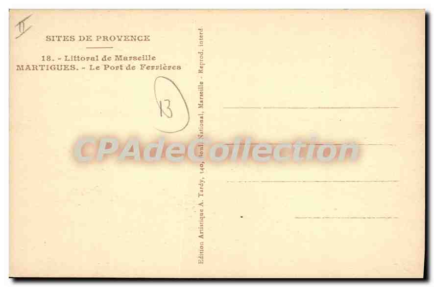 Martigues — Le Port de Ferrières — Édition Tardy — Achterkant