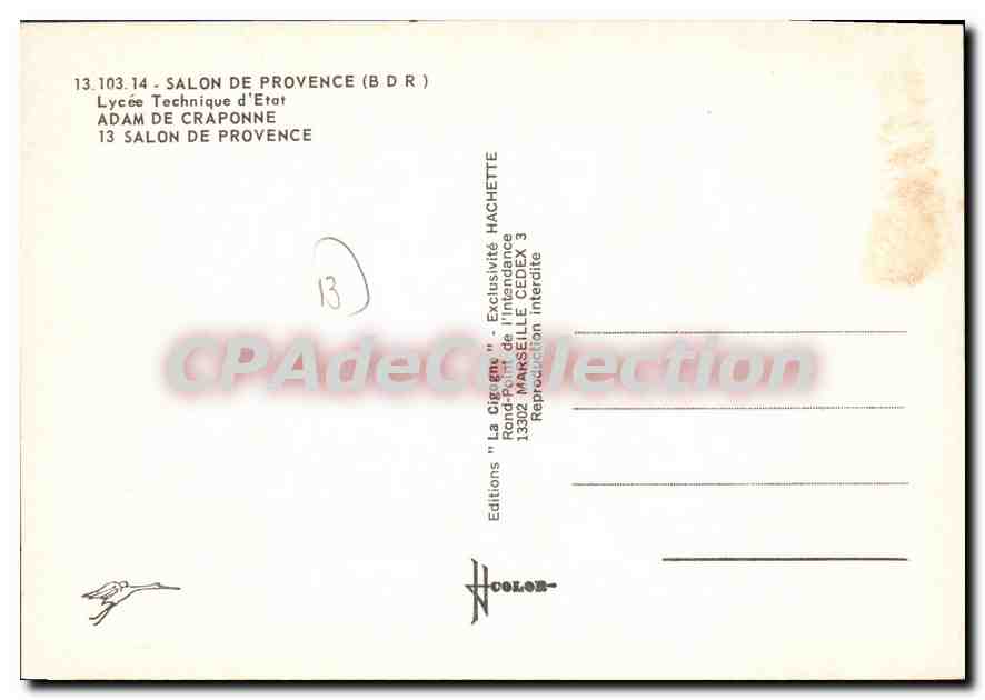 Lycée technique Adam de Craponne — Salon de Provence — Éditions 'La Cigogne' — Reverso