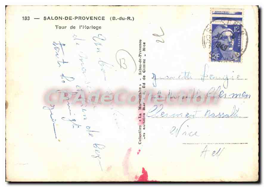 Tour de l'Horloge — Salon-de-Provence — Éd. La Marseillaise — Verso