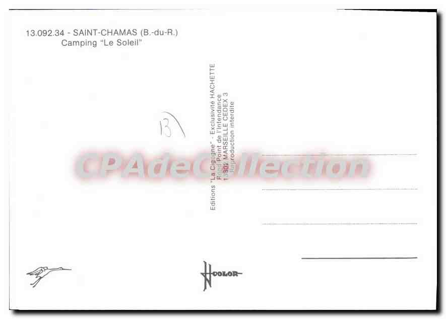 CPSM Saint Chamas Camping Le Soleil — Verso