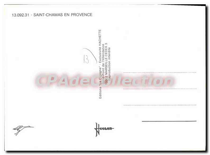 Saint-Chamas-en-Provence — trois vues : grottes, église, ruines — Éditions La Cisogne — Verso