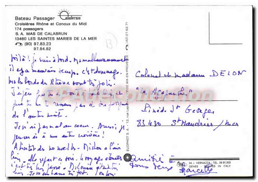 Bateau passager CALABRUN — Croisières Rhône et Canaux du Midi — S.A. MAS DE CALABRUN — Reverso