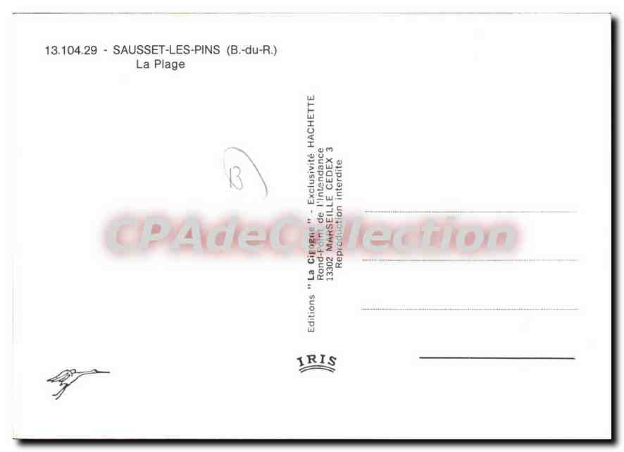 CPSM Sausset Les Pins La Plage — Verso
