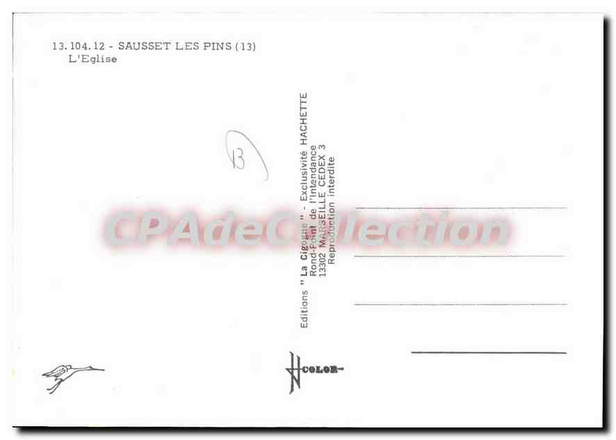 CPSM Sausset Les Pins L'Eglise — Verso