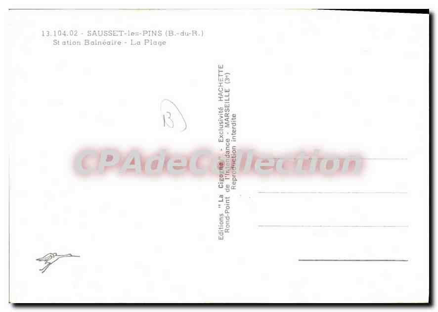 CPSM Sausset Les Pins Station Balneaire La Plage — Verso