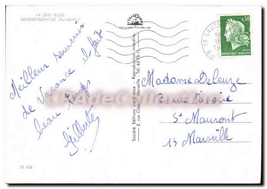 CPSM Sausset Les Pins — Verso