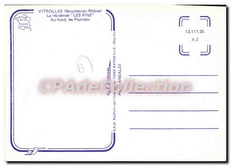 CPSM Vitrolles La Residence Les Pins — Rückseite