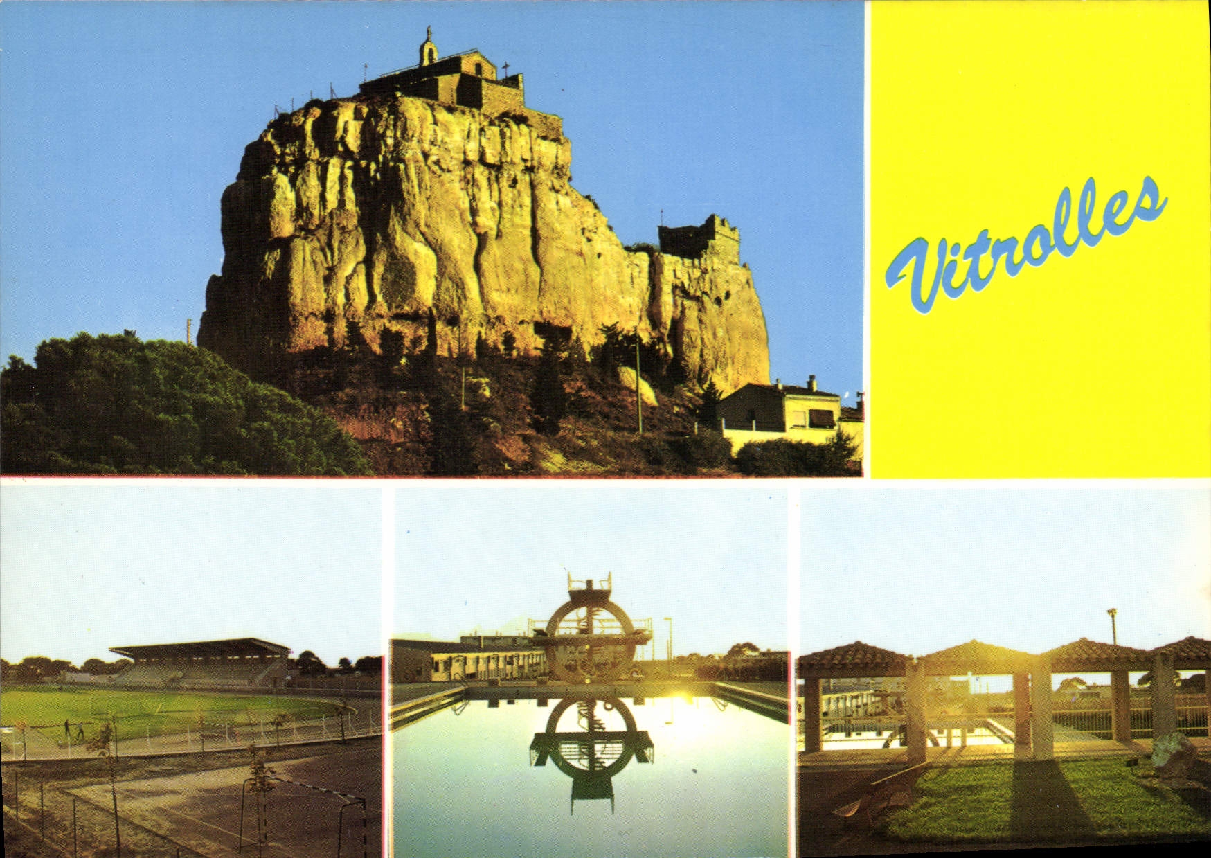Vitrolles — vue du rocher avec église et installations — Éditions 'La Gigogne' Hachette - Anverso
