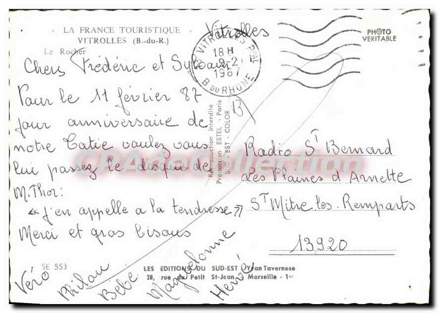 CPSM Vitrolles Le Rocher — Verso