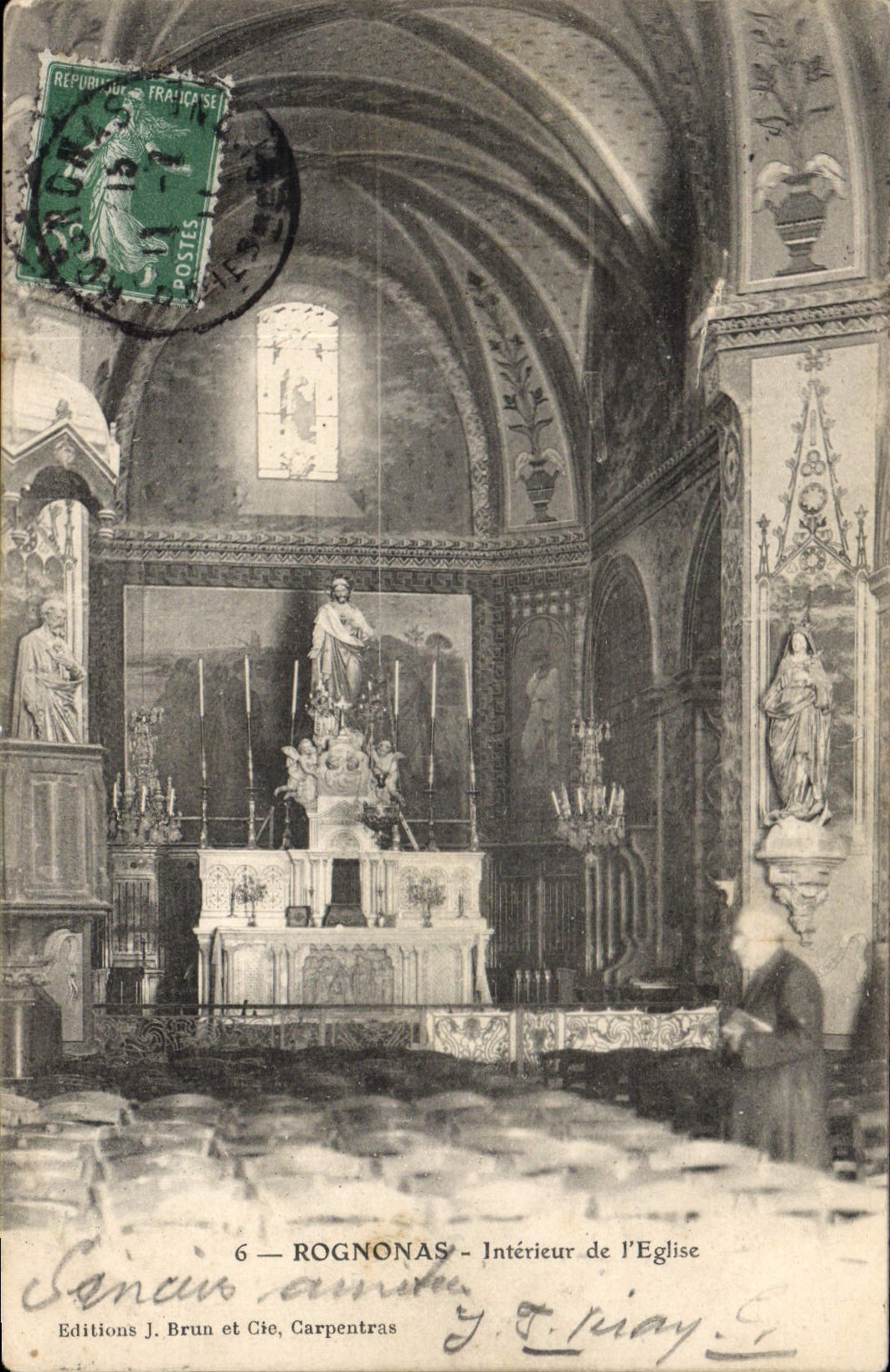 Roggnonas — Intérieur de l'Église — Editions J. Brun et Cie, Carpentras