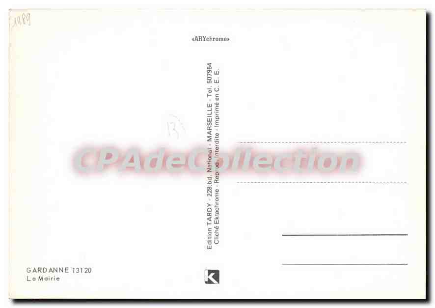 Ary — Hôtel de Ville — Édition TARDY — Achterkant