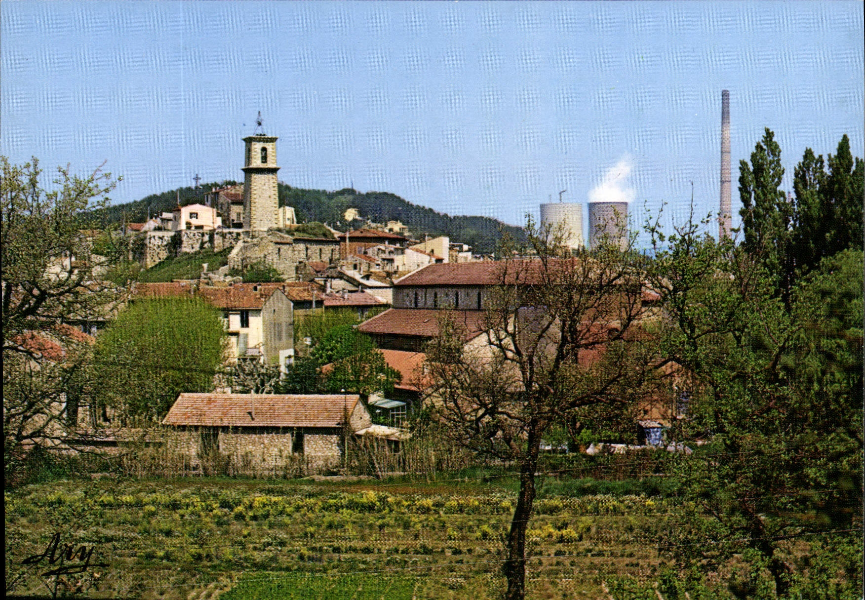 Ary — Vue du village avec église et usine — Edition TARDY