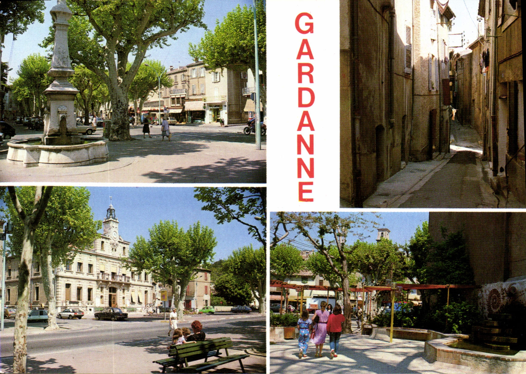 Gardanne — vue de la place avec fontaine, rue étroite et mairie — REFLETS DE PROVENCE, n° 13.120/1 - Recto