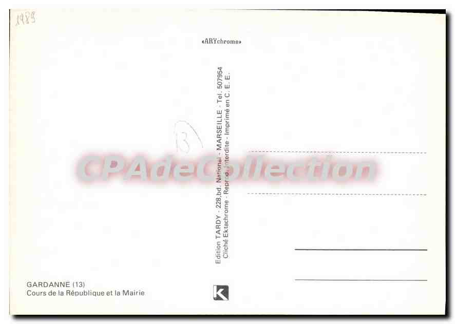 CPSM Gardanne Cours De La Republique Et La Mairie — Verso