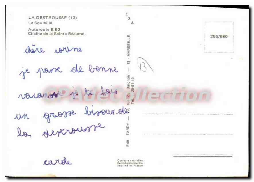 CPSM La Destrousse Le Souleille Autoroute — Verso