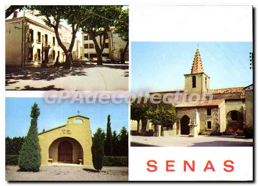 Senas — vue de la place, de l'église et de la chapelle — Editions 'Le Cigogne' - Anverso