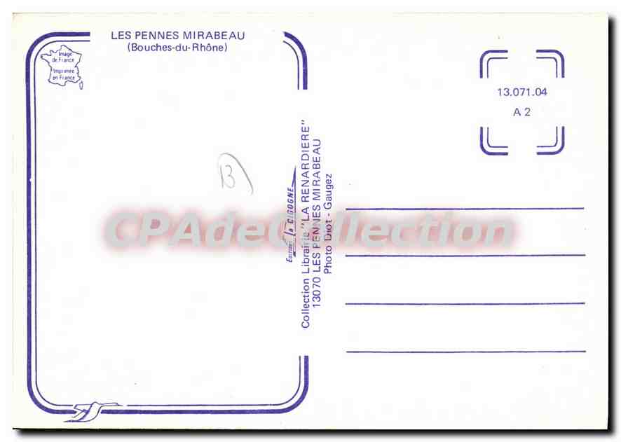 Les Pennes Mirabeau — vue panoramique en quatre scènes — Collection 'La Renardière' par Diet-Gaugez — Achterkant