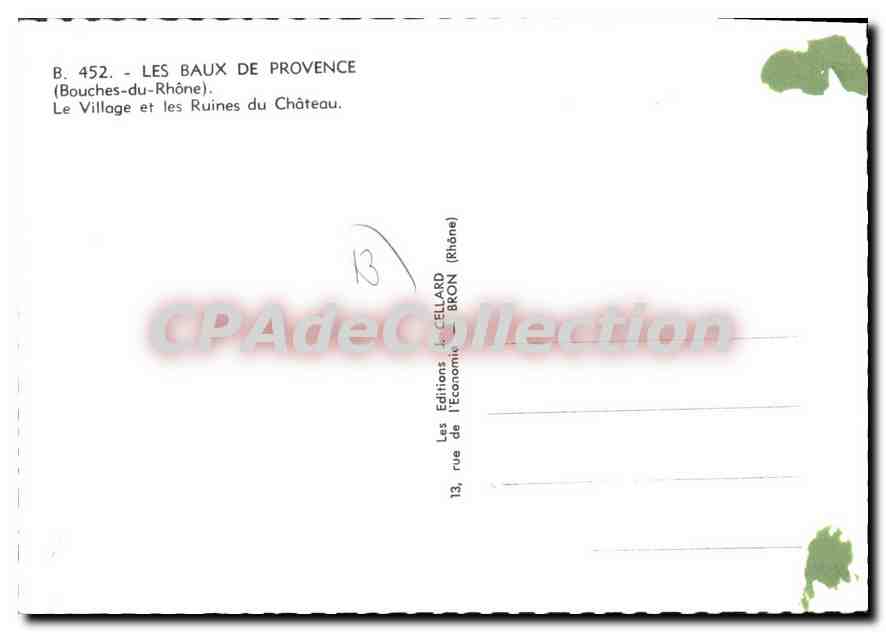Les Baux-de-Provence — Village et ruines du château — Éditions de l'Économie, Bron (Rhône) — Verso