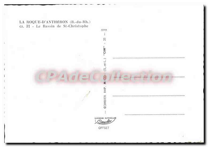 La Roque-d'Anthéron — Le Bassin de Saint-Christophe — Imp. Combier — Achterkant