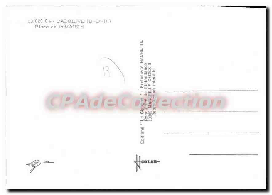 CPSM Cadolive Place De La Mairie — Verso
