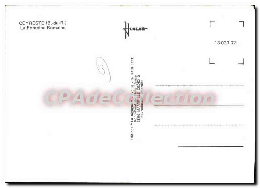 Ceyreste (B.-du-R.) — La Fontaine Romaine — Editions MAR-FILLIÈRE & HACHETTE — Verso