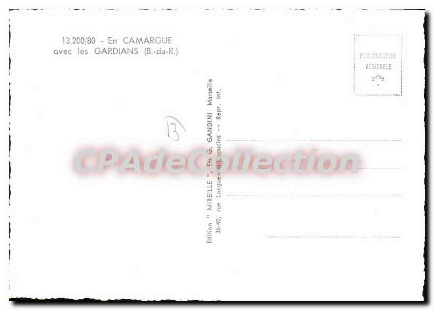 En Camargue avec les Gardians — Édition G. Gandini, Marseille — Achterkant