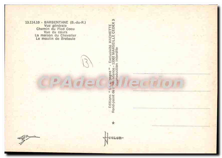 CPSM Barbentane Vue Generale Chemin Du Pied Cocu Chevalier moulin de Bretoule — Verso