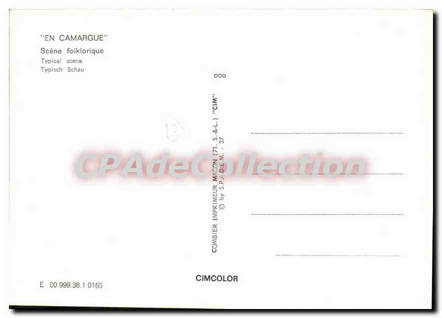 CPSM Camargue Scene Folklorique — Verso