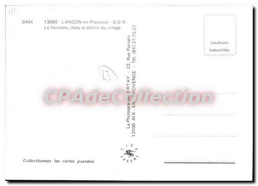 CPSM Lancon En Provence La Fontaine Dans Le Centre Du Village — Verso