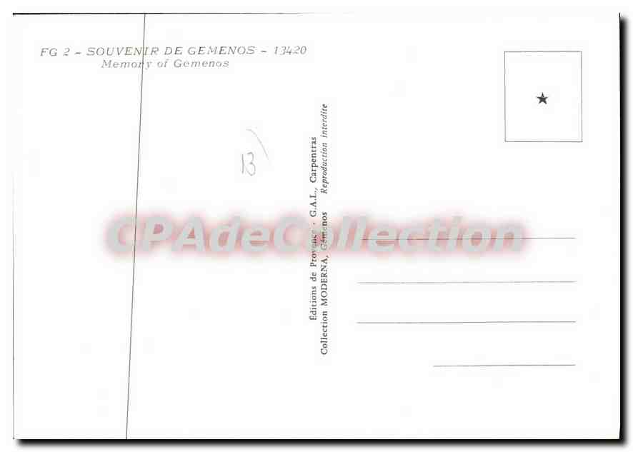 CPSM Souvenir De Gemenos — Verso