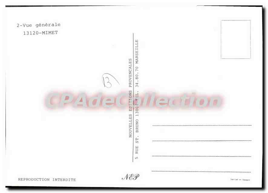 Vue générale — Mimet — Nouvelles Éditions Provençales — Verso