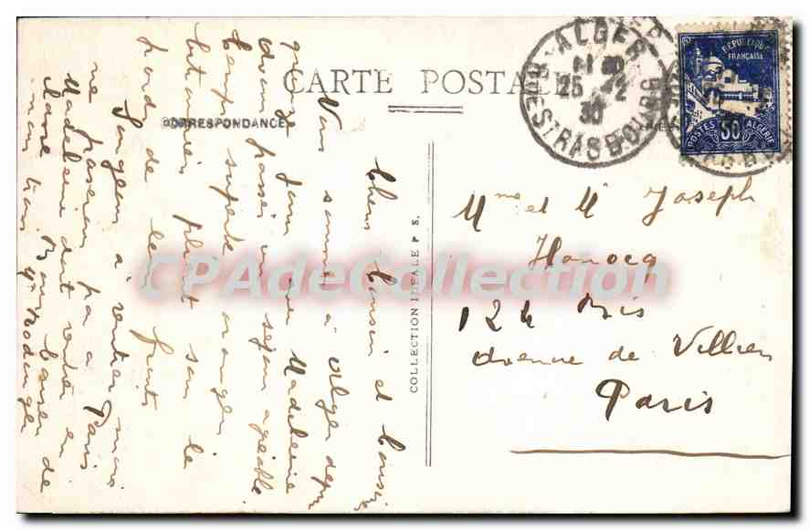Alger - Vue de la Cathédrale et de la Haute Ville — éditeur inconnu, n° 142 — Verso