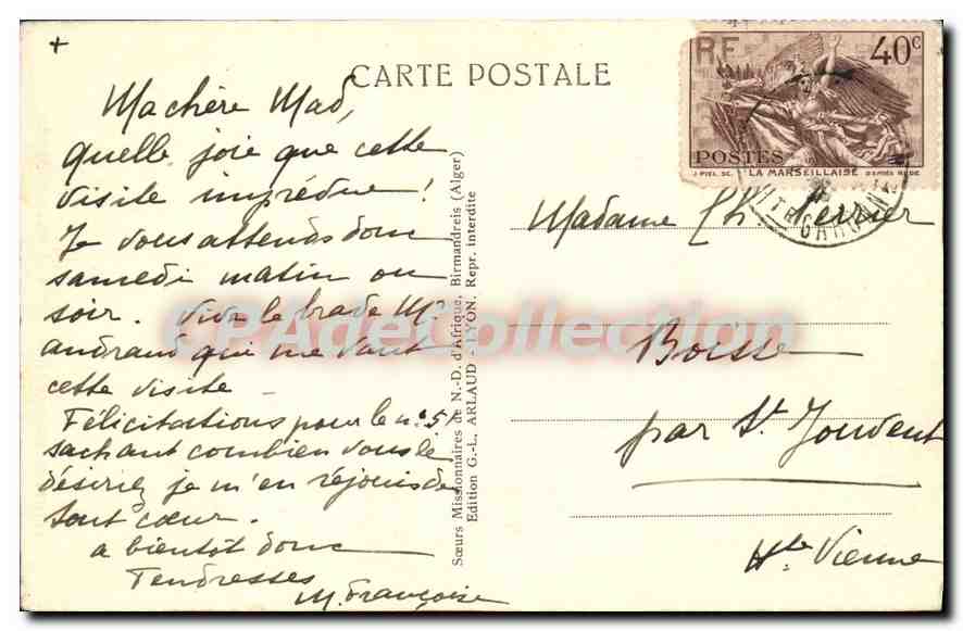 Alger — Rue Marengo — Petites Algériennes travaillant à la broderie indigène — Rückseite