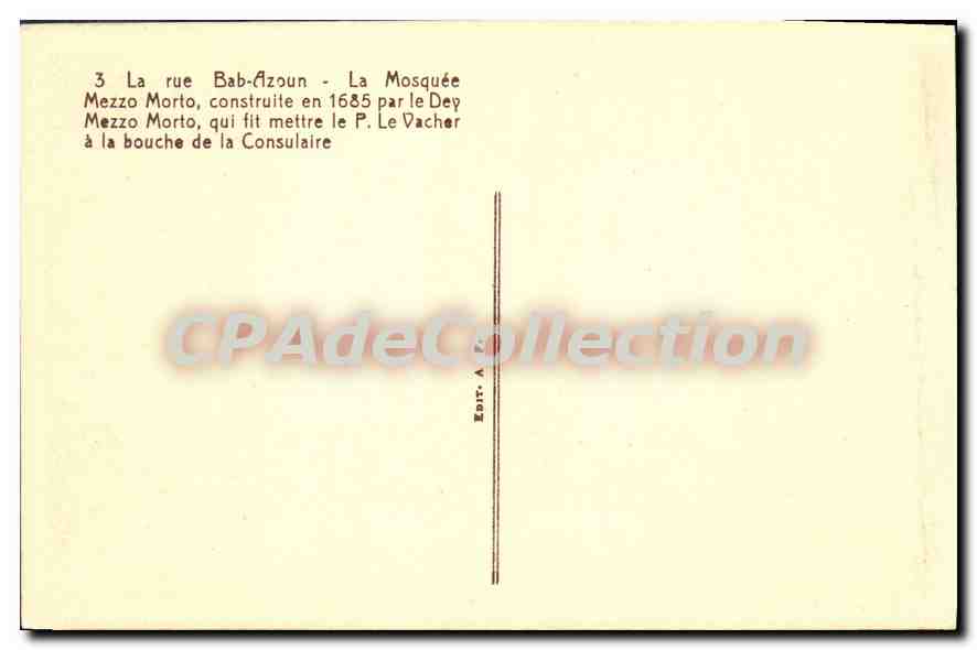 La rue Bab-Azoun — La Mosquée Mezzo Morto — Édit. A. 72 — Rückseite