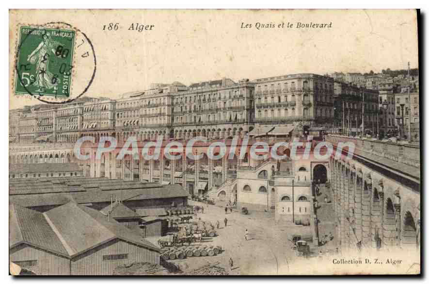 CPA Alger Les Quais Et Le Boulevard