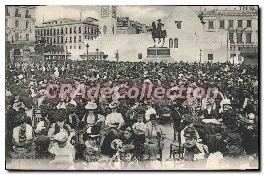 CPA Alger Place Du Gouvernement un Jour De Musique