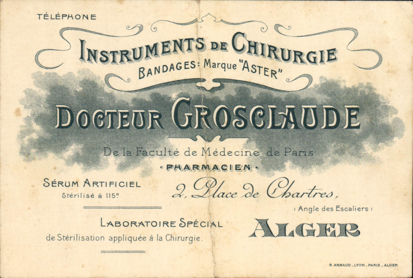 CPA Alger Laboratoire Special chirurgie Aster Docteur Grosclaude pharmacien