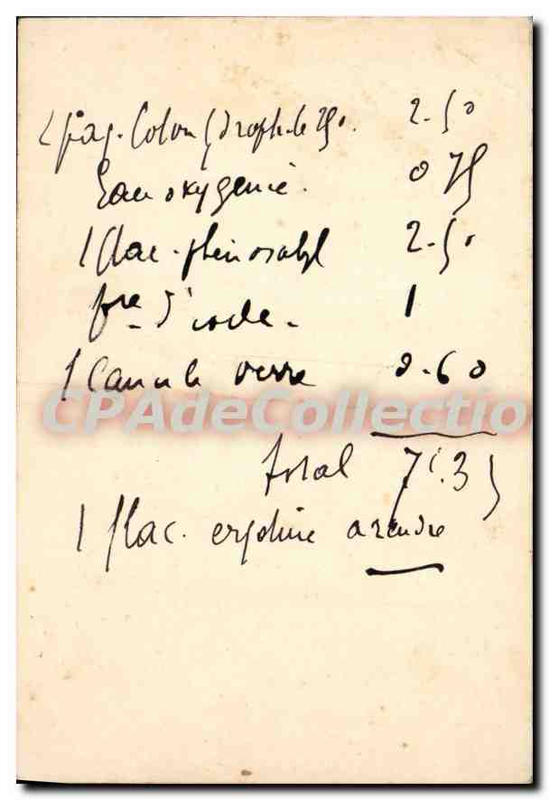 CPA Alger Laboratoire Special chirurgie Aster Docteur Grosclaude pharmacien — Rückseite