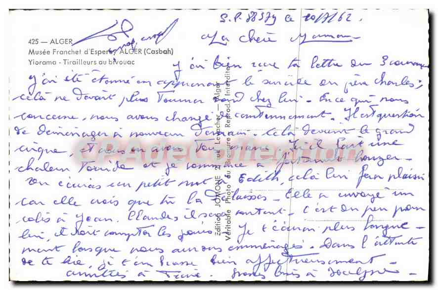 CPA Alger Musee Franchet D'Esperey Yiorama tirailleurs au bivouac — Back