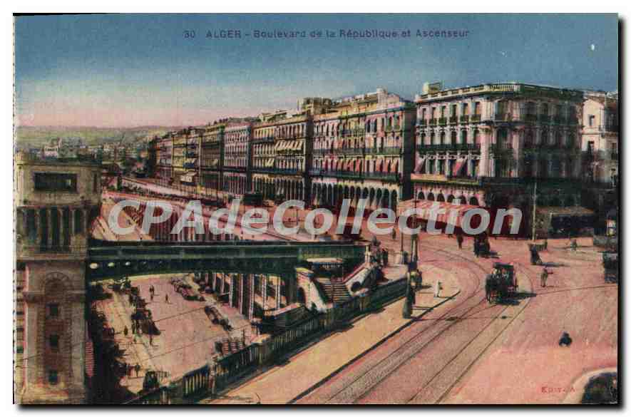 CPA Alger Boulevard De La Republique Et Ascenseur
