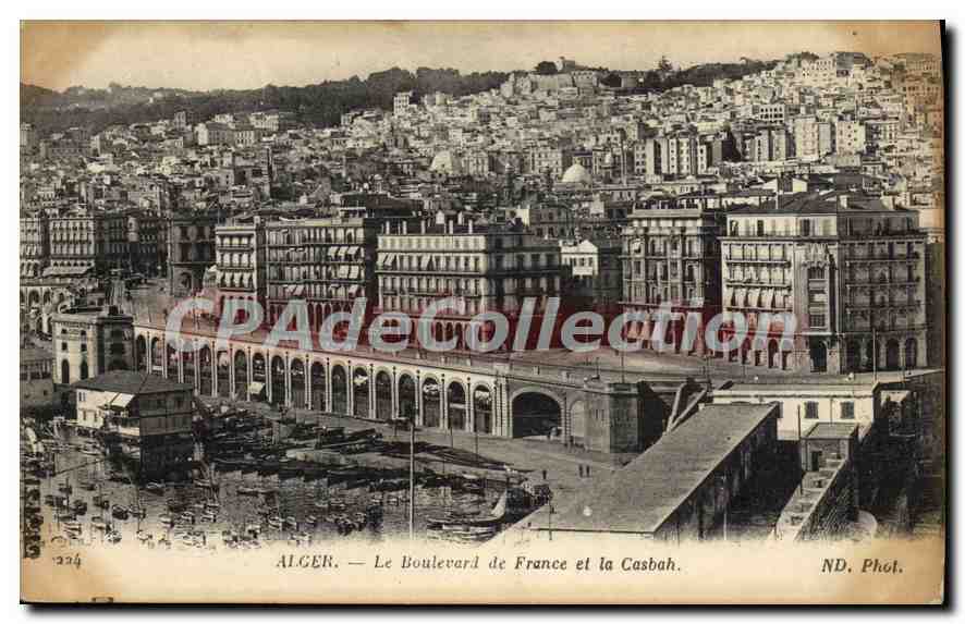 Alger — Le Boulevard de France et la Casbah — ND. Phot. n°224
